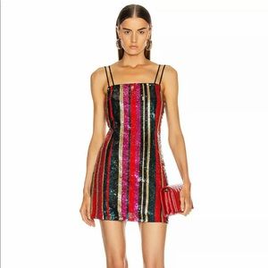 Haney Red Striped Sequin Mini Dress